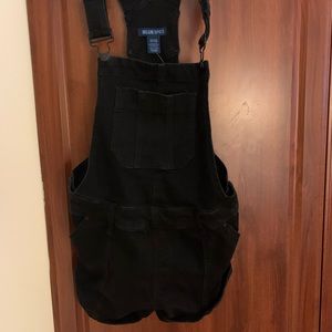 Black overall shorts